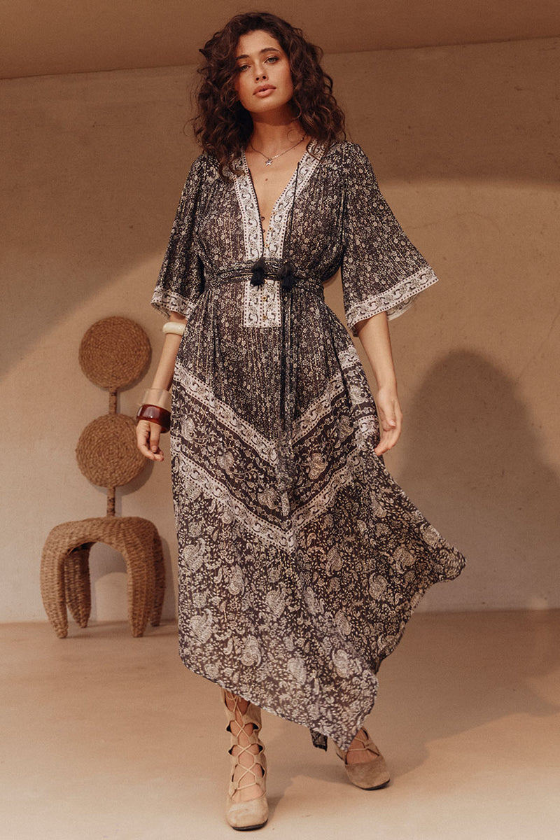 spell brown dress SPELL Lou Lou Knit Gown - Cacao