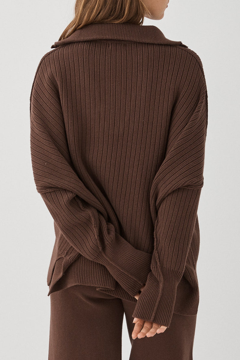 ARCAA Margot Button Up Sweater - Chocolate