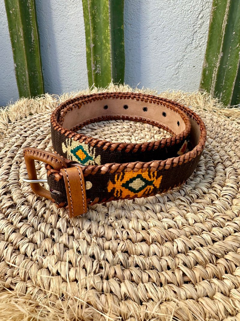 Mexican Embroidery Leather Belt Unisex