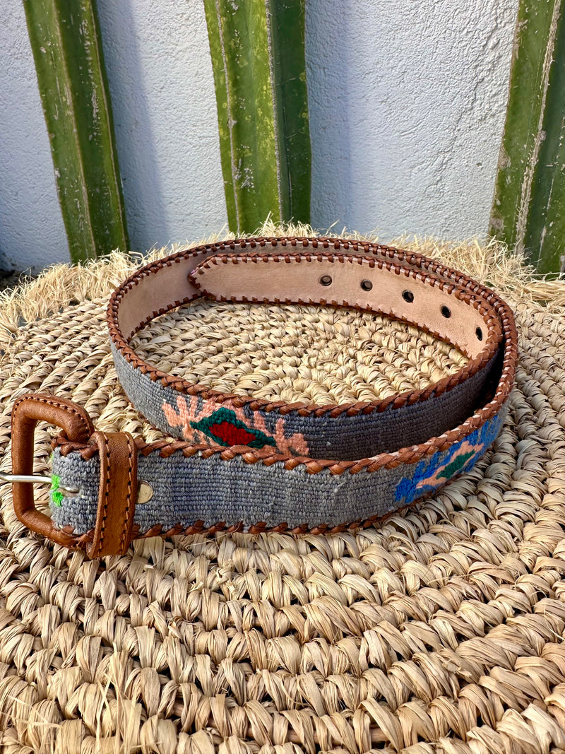 Mexican Embroidery Leather Belt Unisex