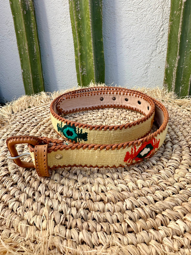 Mexican Embroidery Leather Belt Unisex