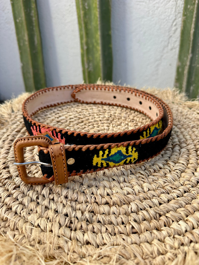 Mexican Embroidery Leather Belt Unisex