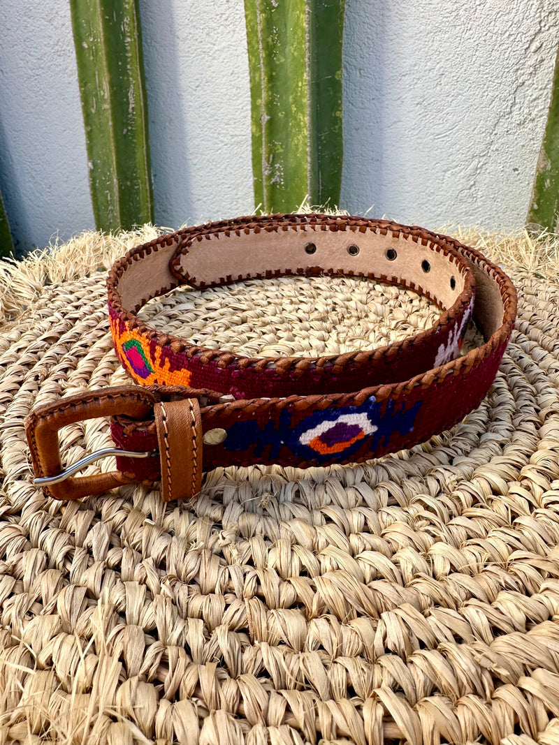 Mexican Embroidery Leather Belt Unisex