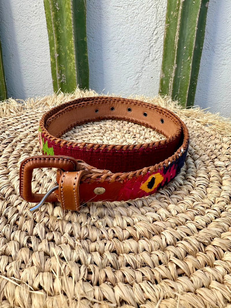 Mexican Embroidery Leather Belt Unisex