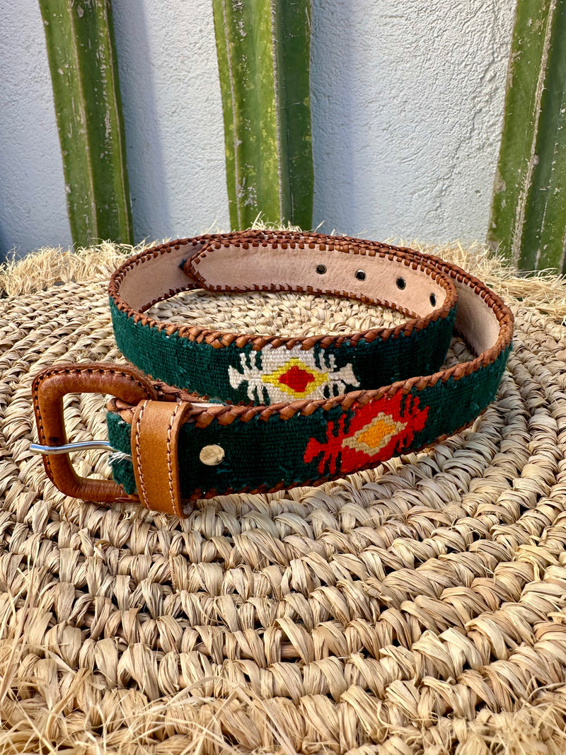 Mexican Embroidery Leather Belt Unisex