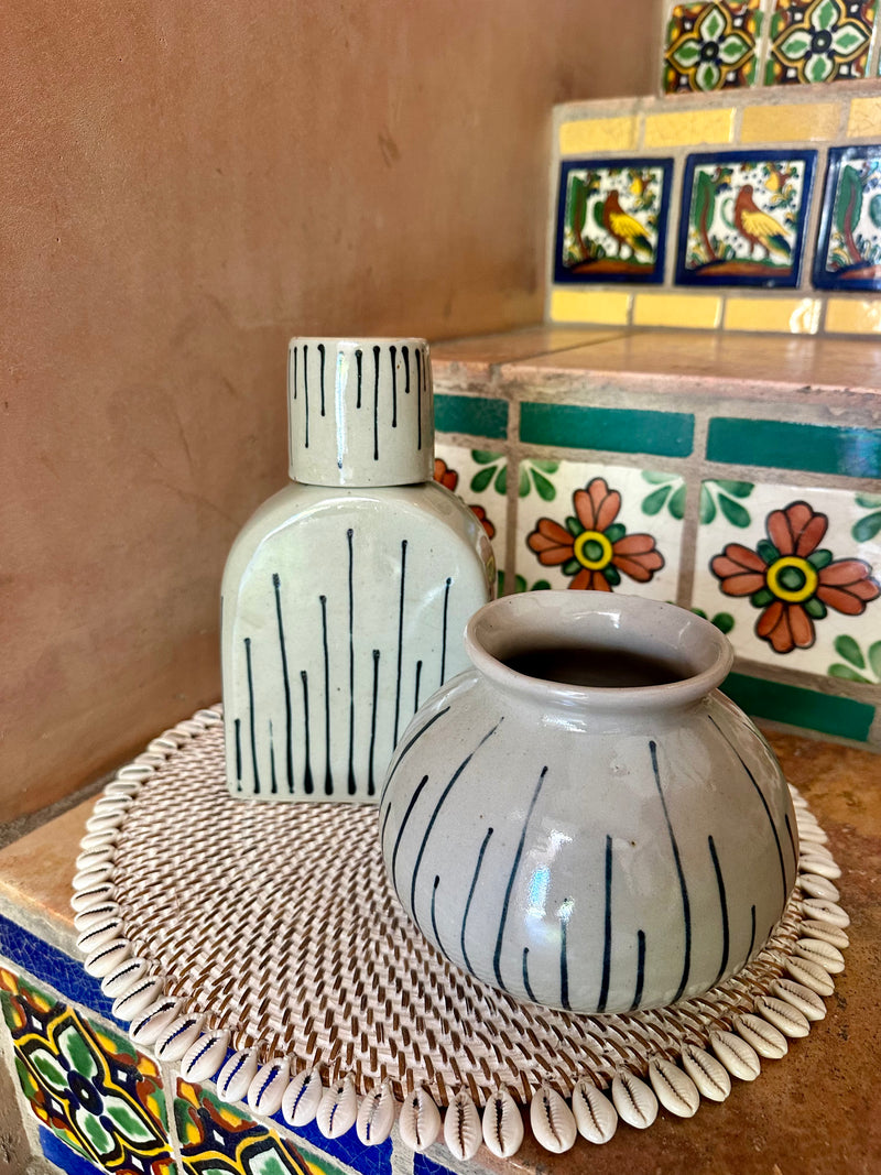 Oaxaca Round Blue Drip Vase