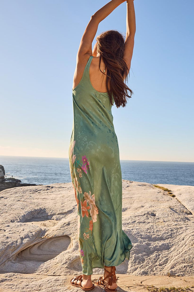 spell floral maxi dress Women's Pretty Pink Floral Flutter Strap Maxi Dress