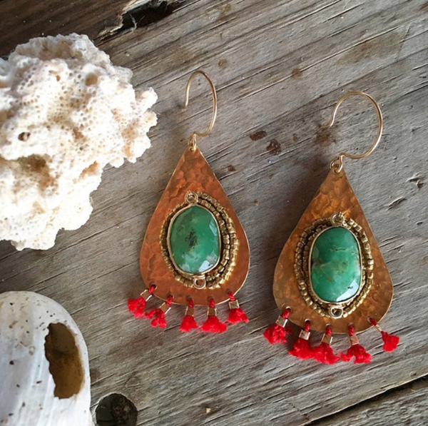 NAV  Chrysoprase Fringe Earrings