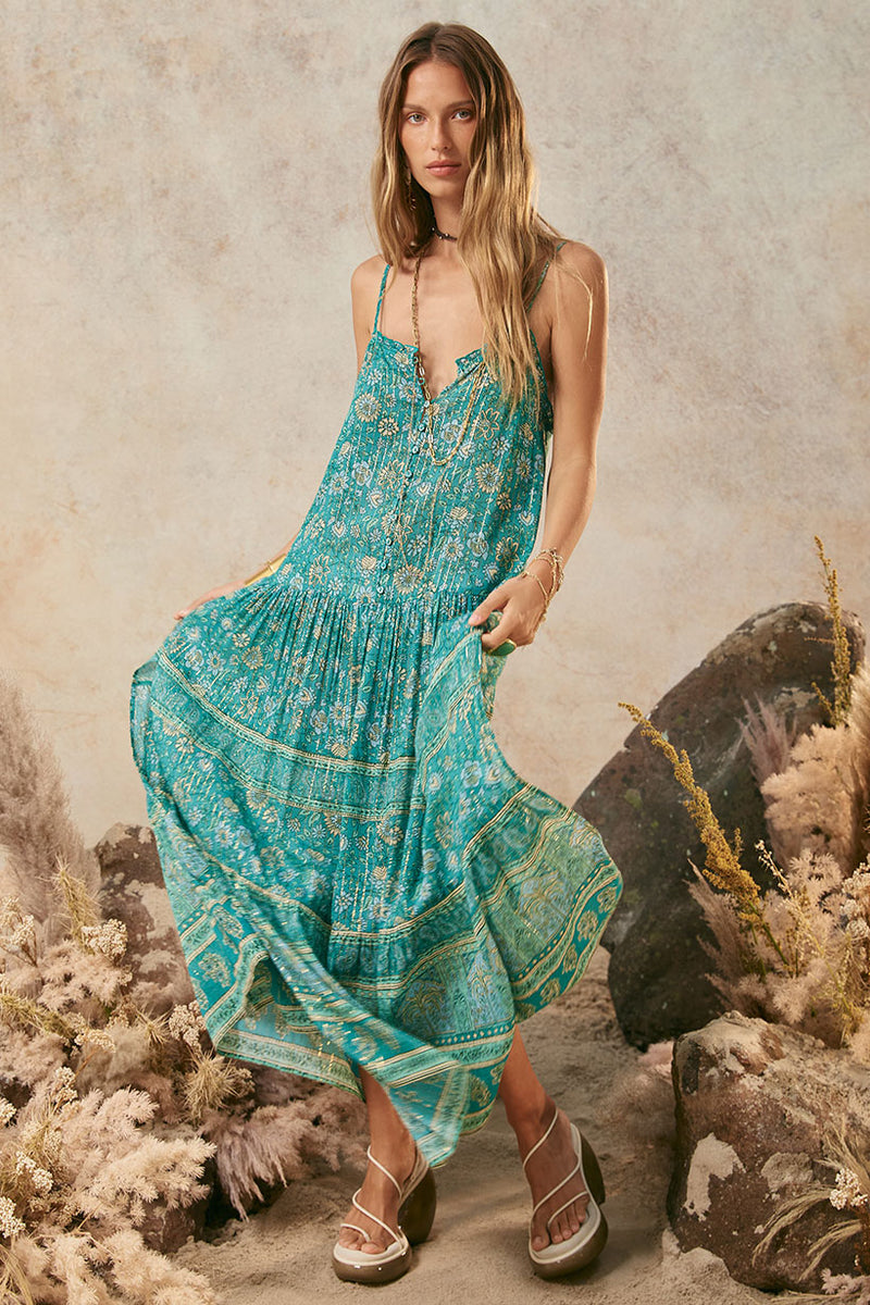 Spell Elysian Strappy Maxi Dress - Jade ZCALO Spell Elysian Strappy Maxi Dress - Jade ZCALO
