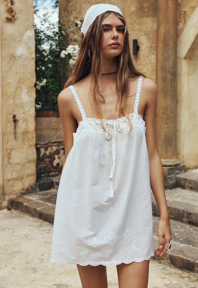 SPELL Vintage Petticoat Mini Dress in White