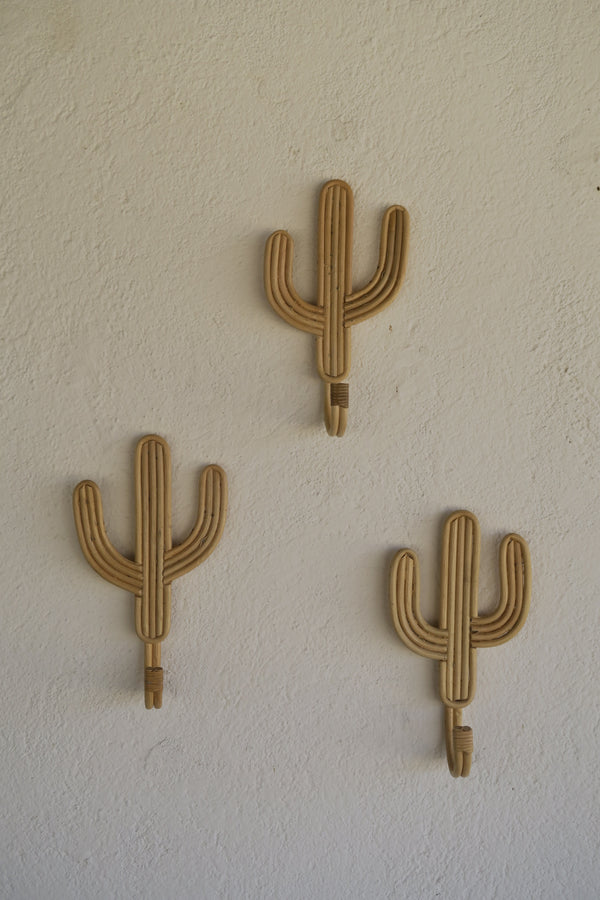 Rattan Cactus Wall Hooks
