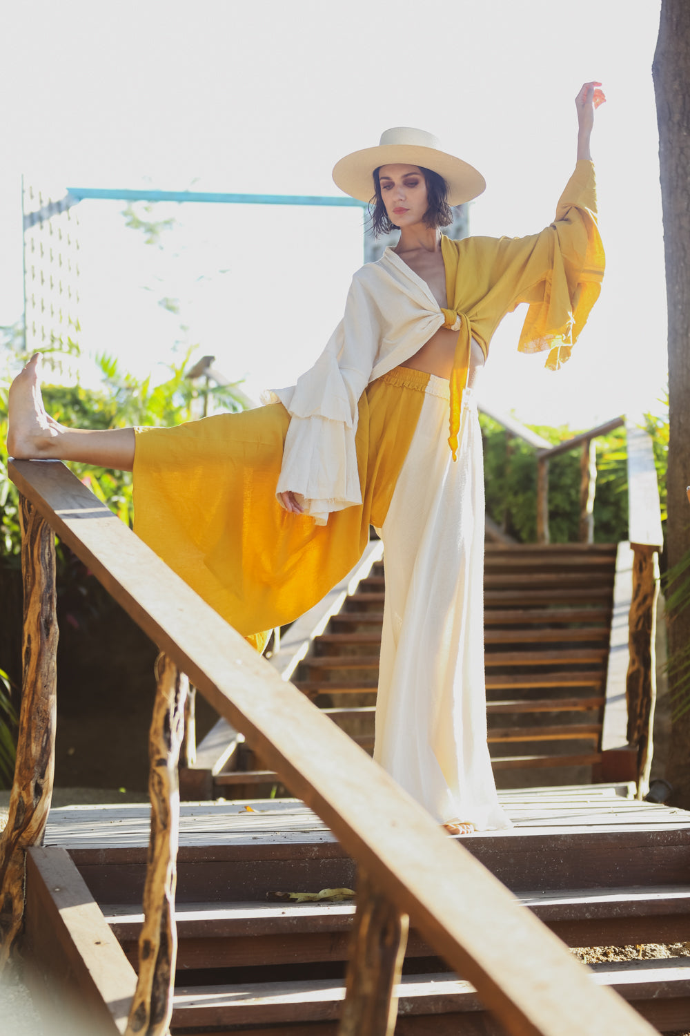 AC Wide Leg Pant - Yellow/Cream – ZÓCALO