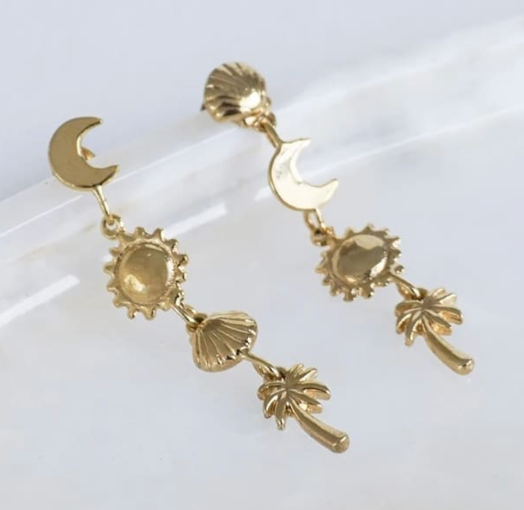 Malintzi -Luna Sol Shell Palm Earrings